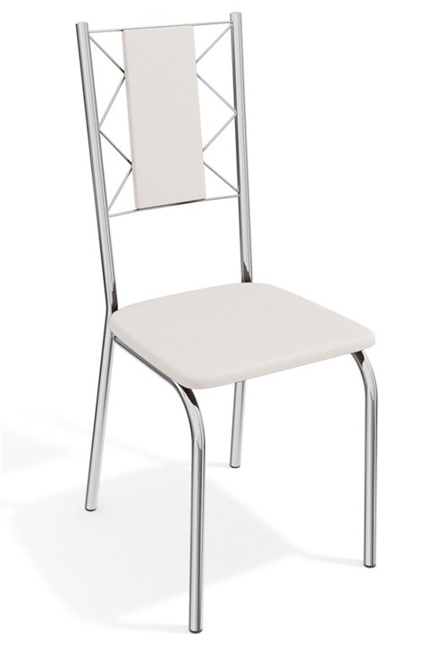 Kit 2 Cadeiras Lisboa Cromada de Metal Branco Kappesberg