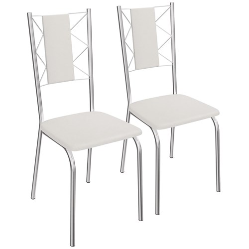 Kit 2 Cadeiras Lisboa de Metal Cromado 2C076 Kappesberg - Branco
