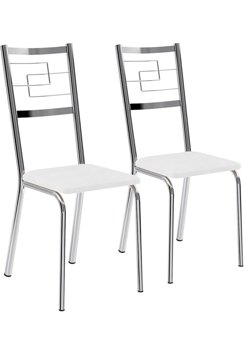 Kit 2 Cadeiras Napa Branco Cromado Móveis Carraro