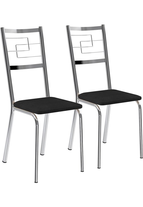 Kit 2 Cadeiras Napa Preto Cromado Móveis Carraro