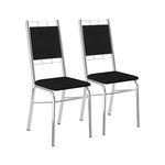 Kit 2 Cadeiras Napa Preto Cromado Móveis Carraro