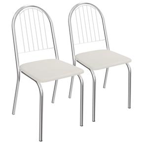 Kit 2 Cadeiras Noruega de Metal Cromado 2C077 Kappesberg - BRANCO
