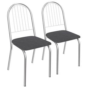Kit 2 Cadeiras Noruega de Metal Cromado 2C077 Kappesberg - Grafite