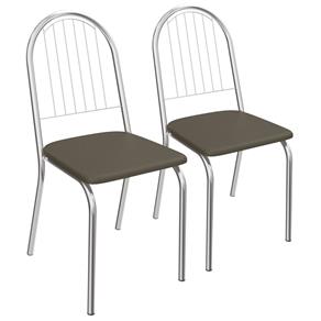 Kit 2 Cadeiras Noruega de Metal Cromado 2C077 Kappesberg - MARROM