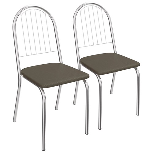Kit 2 Cadeiras Noruega de Metal Cromado 2C077 Kappesberg - Marrom