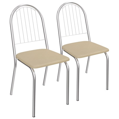 Kit 2 Cadeiras Noruega de Metal Cromado 2C077 Kappesberg - Nude