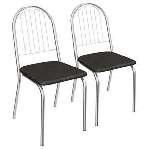 Kit 2 Cadeiras Noruega de Metal Cromado 2C077 Kappesberg - Preto - Selecione=Preto