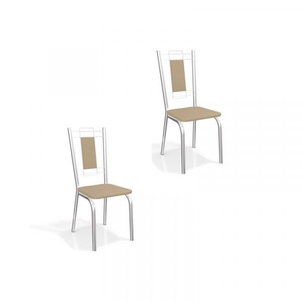 Kit 2 Cadeiras para Cozinha Florença Cromado/Nude - Kappesberg