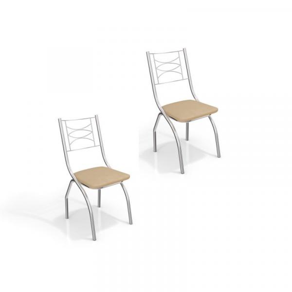 Kit 2 Cadeiras para Cozinha Itália Cromado/Nude - Kappesberg