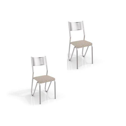 Kit 2 Cadeiras para Cozinha Nápoles Cromado/linho Marrom - Kappesberg