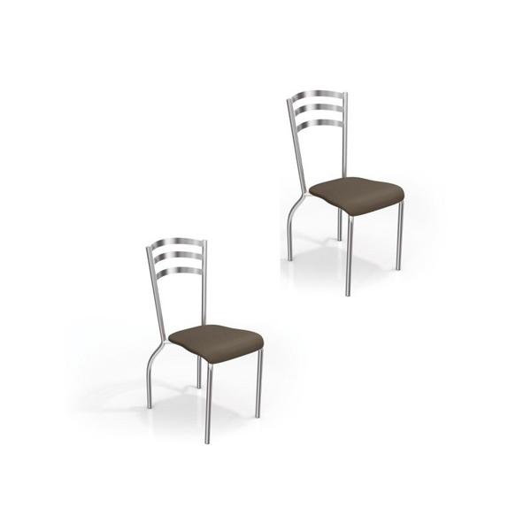Kit 2 Cadeiras para Cozinha Portugal Cromado/Marrom - Kappesberg