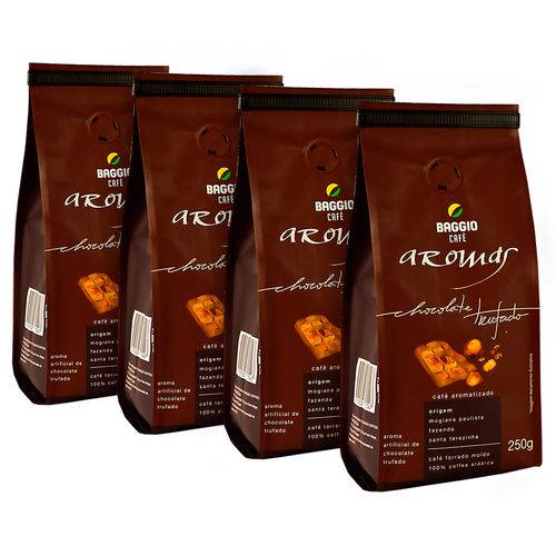 Tudo sobre 'Kit Café Moído Baggio Aromas Chocolate Trufado 250g - 4 Pacotes'