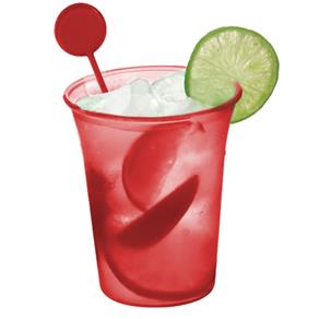 Kit Caipirinha - Copo + Mexedor de Drink de Acrilico - KrystalON Vermelho 400ml