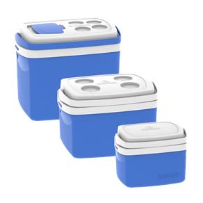 Kit 3 Caixa Térmica 32, 12, 5L Azul Cooler Soprano