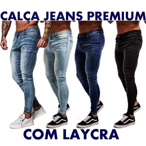 Tudo sobre 'Kit 3 Calça Jeans Sarja Masculina Slim Skinny com Lycra'
