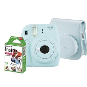 Kit Câmera Instantânea Fujifilm Instax Mini 9 Azul Aqua com Bolsa e Filme Instantâneo para 10 Fotos