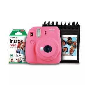 Tudo sobre 'Kit Câmera Instantânea Instax Mini 9 Fujifilm com Porta Fotos e Filme 10 Poses - Rosa Flamingo'