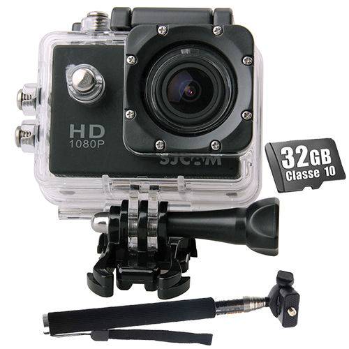 Tudo sobre 'Kit Câmera Sj4000 Sjcam Original + 32gb + Bastão Monopod 12mp 1080p Full Hd'