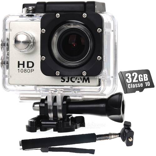 Kit Câmera SJ4000 Sjcam Original + 32gb + Bastão Monopod 12mp 1080p Full HD
