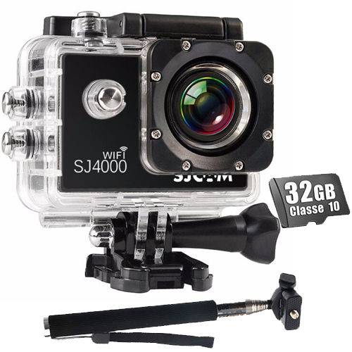 Kit Câmera SJ4000 Wifi Sjcam Original + 32gb + Bastão Monopod 12mp 1080p Full HD