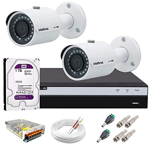 Kit 2 Câmeras de Segurança 4MP 2k Intelbras VHD 3430 B + DVR Intelbras 4K + HD WD Purple + Acessórios