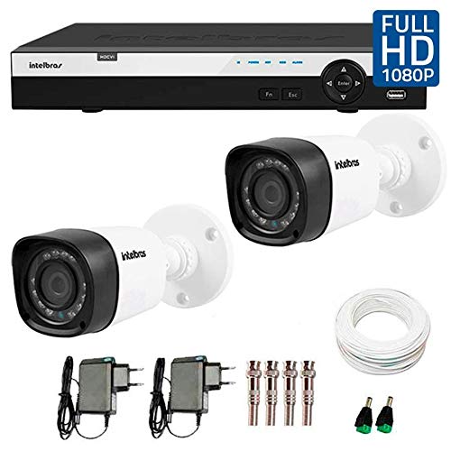 Kit 2 Câmeras de Segurança Full HD 1080p VHD 1220B IR + DVR Intelbras Full HD 4 Ch + Acessórios