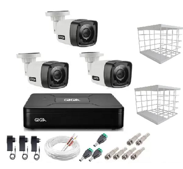 Kit 3 Câmeras de Segurança HD 720p + DVR Giga Security Multi HD + Acessórios