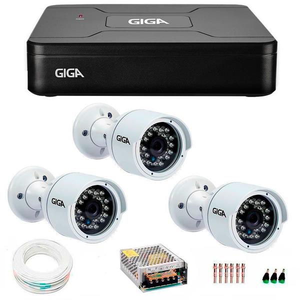 Kit 3 Câmeras de Segurança HD 720p Giga Security GS0016 + DVR Giga Security Multi HD + Acessórios