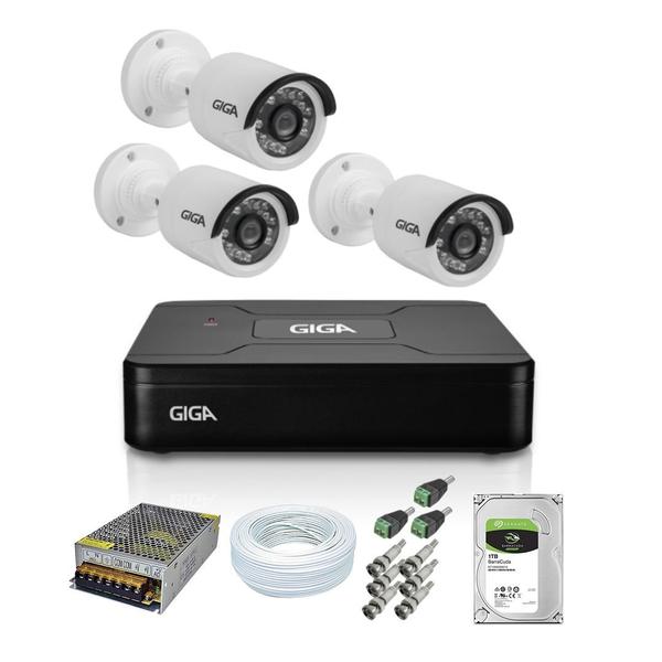 Kit 3 Câmeras de Segurança HD 720p Giga Security GS0018 + DVR Giga Security Multi HD + Acessórios