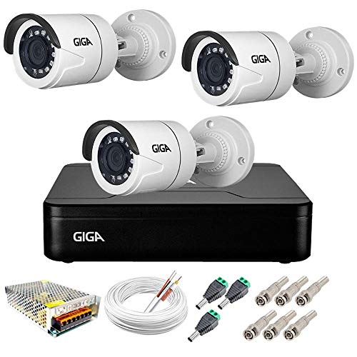 Kit 3 Câmeras de Segurança HD 720p GS0018 + DVR Giga Security Multi HD + Acessórios