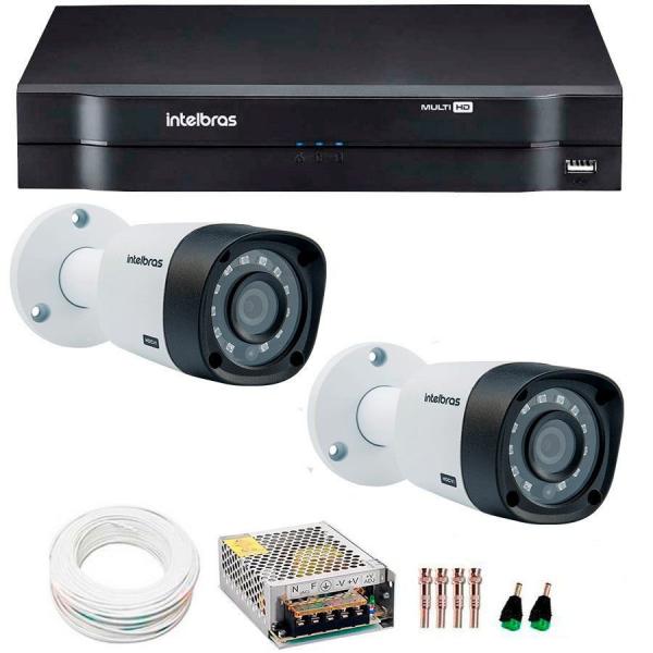 Kit 2 Câmeras de Segurança HD 720p Intelbras VHD 3130 B G4 + DVR Intelbras Multi HD + Acessórios
