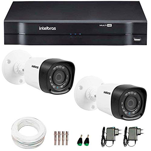 Kit 2 Câmeras de Segurança Hd 720p Intelbras Vhd 1010b G3 + Dvr Intelbras Multi Hd + Acessórios