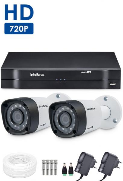 Kit 2 Câmeras de Segurança HD 720p Intelbras VHD 1010B G4 + DVR Intelbras Multi HD + Acessórios