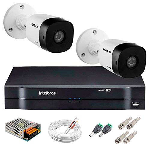 Kit 2 Câmeras de Segurança Hd 720p Intelbras Vhd 3130b G3 + Dvr Intelbras Multi Hd + Acessórios