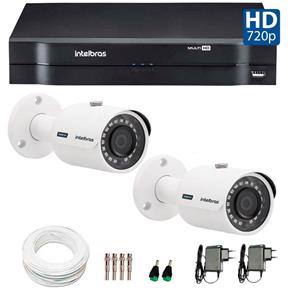 Kit 2 Câmeras de Segurança HD 720p Intelbras VHD 3130B G3 + DVR Intelbras Multi HD + Acessórios