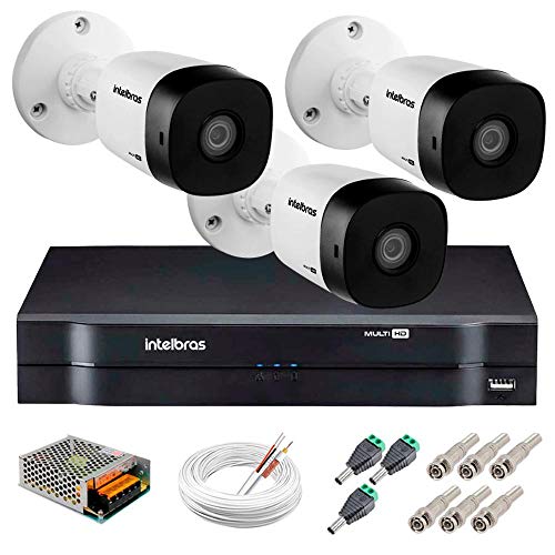 Kit 3 Câmeras de Segurança Hd 720p Intelbras Vhd 3130b G3 + Dvr Intelbras Multi Hd + Acessórios