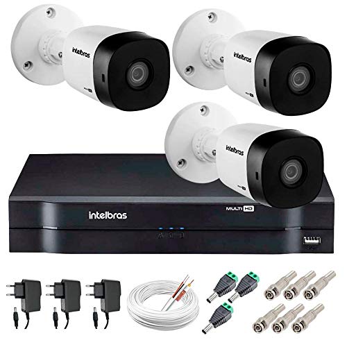 Kit 3 Câmeras de Segurança Hd 720p Intelbras Vhd 1120b G3 + Dvr Intelbras Multi Hd + Acessórios