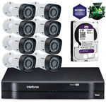 Kit Câmeras de Segurança Intelbras MultiHD Dvr 16c + 8 Câmeras 1010B G3 + HD Western Purple 2Tb