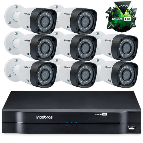 Kit Câmeras de Segurança Intelbras Multihd Dvr 16c + 8 Câmeras 1010b G3