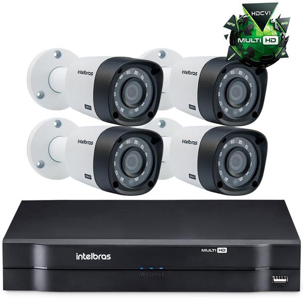 Kit Câmeras de Segurança Intelbras MultiHD DVR 8c + 4 Câmeras 1010B G3