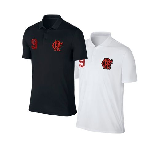 Tudo sobre 'Kit 2 Camisa Polo Flamengo Bordada Torcedor Personalizada Preta e Branca'