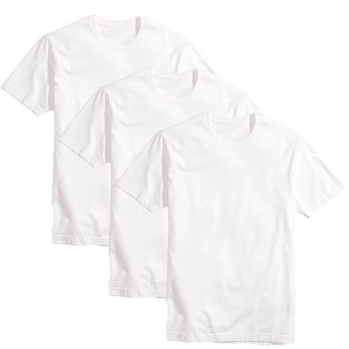 Kit 3 Camisetas Básicas Masculina T-shirt 100% Algodão Branca Tee
