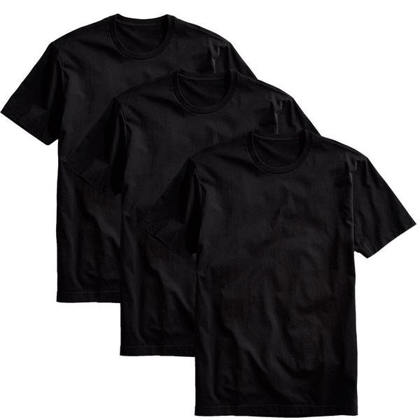 Kit 3 Camisetas Básicas Masculina T-shirt 100% Algodão Preta Tee - Part.B