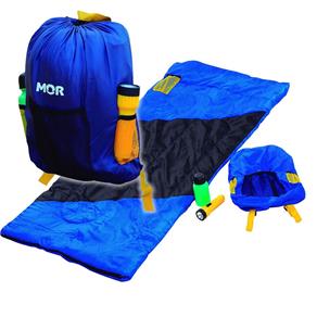 Kit Camping Infantil Mochila Saco Dormir Lanterna Cantil Mor