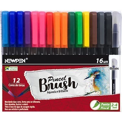 Kit Caneta Brush (Ponta Pincel)+ Blender - New Pen