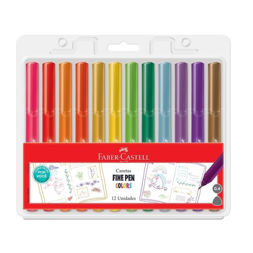 Kit Canetas Fine Pen Colors 12 Unidades Faber Castell