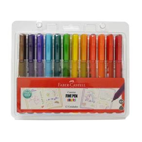 Kit Canetas Fine Pen Colors Faber-Castell - 12 Unidades