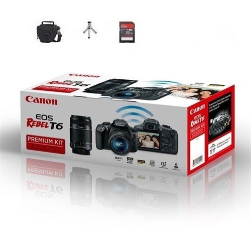 Kit Canon T6 Premium 18-55Mm + 55-250Mm + 32Gb + Bolsa + Mini Tripé
