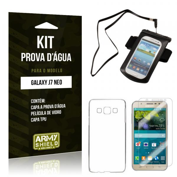 Tudo sobre 'Kit Capa a Prova D'agua Samsung Galaxy J7 Neo Película + Tpu + Capa a Prova D'agua - Armyshield'