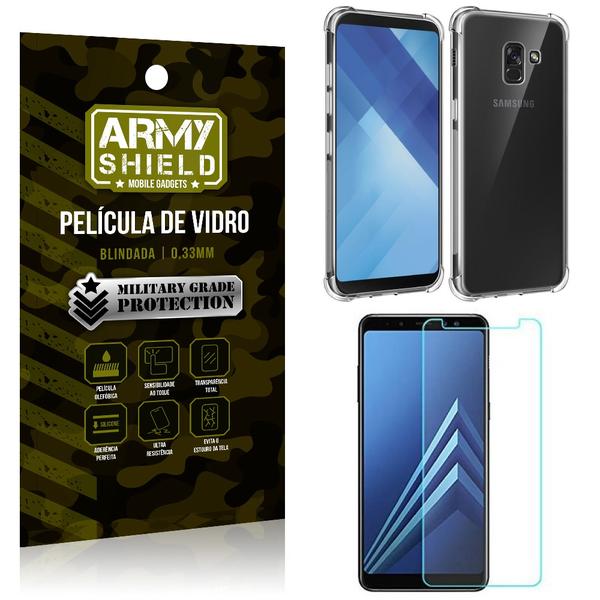 Kit Capa Anti Impacto + Película de Vidro Samsung Galaxy A8 - Armyshield